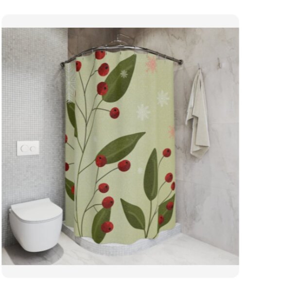 Festive Floral Shower Curtain - Picture 4 of 5
